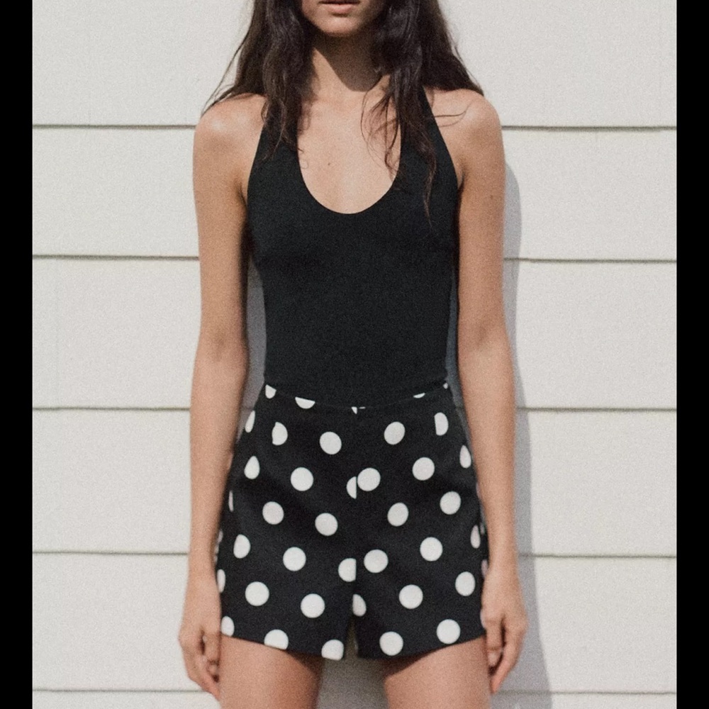 Zara Black Polka Dot Shorts